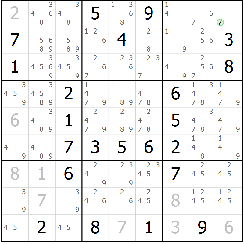 Position des candidats pour la solution de la Gr 12 page 15 du magazine de sudoku Maestro n° 085