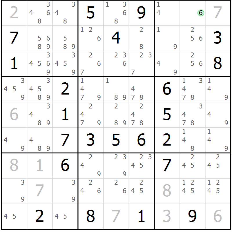 Position des candidats pour la solution de la Gr 12 page 15 du magazine de sudoku Maestro n° 085
