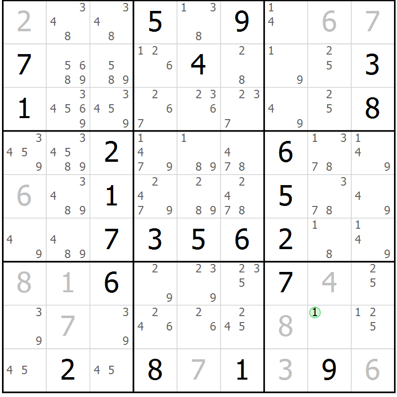 Position des candidats pour la solution de la Gr 12 page 15 du magazine de sudoku Maestro n° 085
