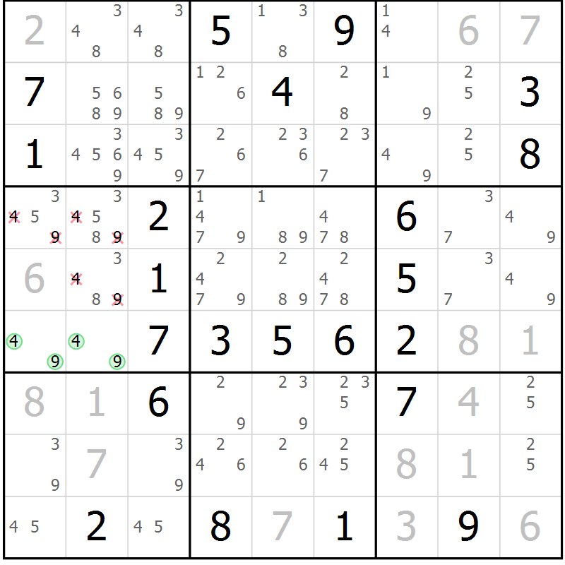 Position des candidats pour la solution de la Gr 12 page 15 du magazine de sudoku Maestro n° 085