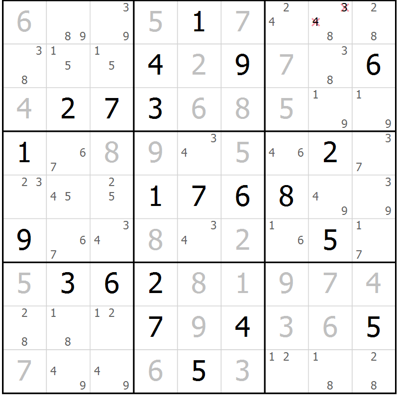 Position des candidats pour la solution de la Gr 13 page 16 du magazine de sudoku Maestro n° 085