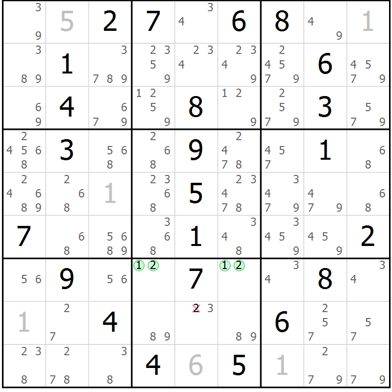 Position des candidats pour la solution de la Gr 14 page 17 du magazine de sudoku Maestro n° 085