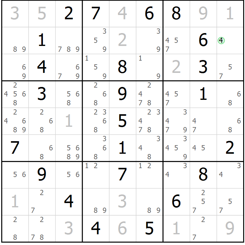 Position des candidats pour la solution de la Gr 14 page 17 du magazine de sudoku Maestro n° 085