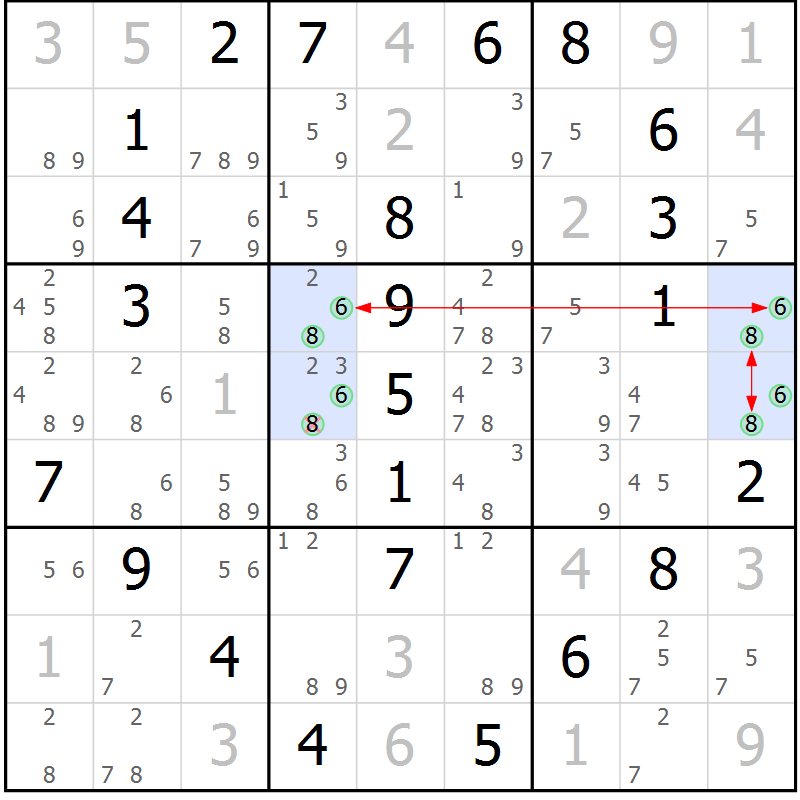 Position des candidats pour la solution de la Gr 14 page 17 du magazine de sudoku Maestro n° 085