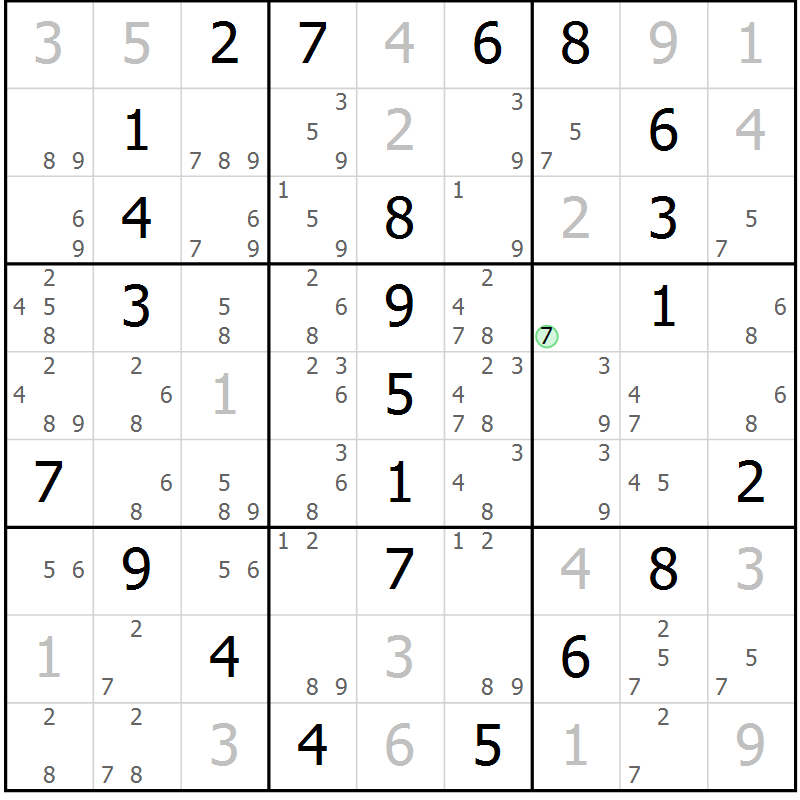 Position des candidats pour la solution de la Gr 14 page 17 du magazine de sudoku Maestro n° 085