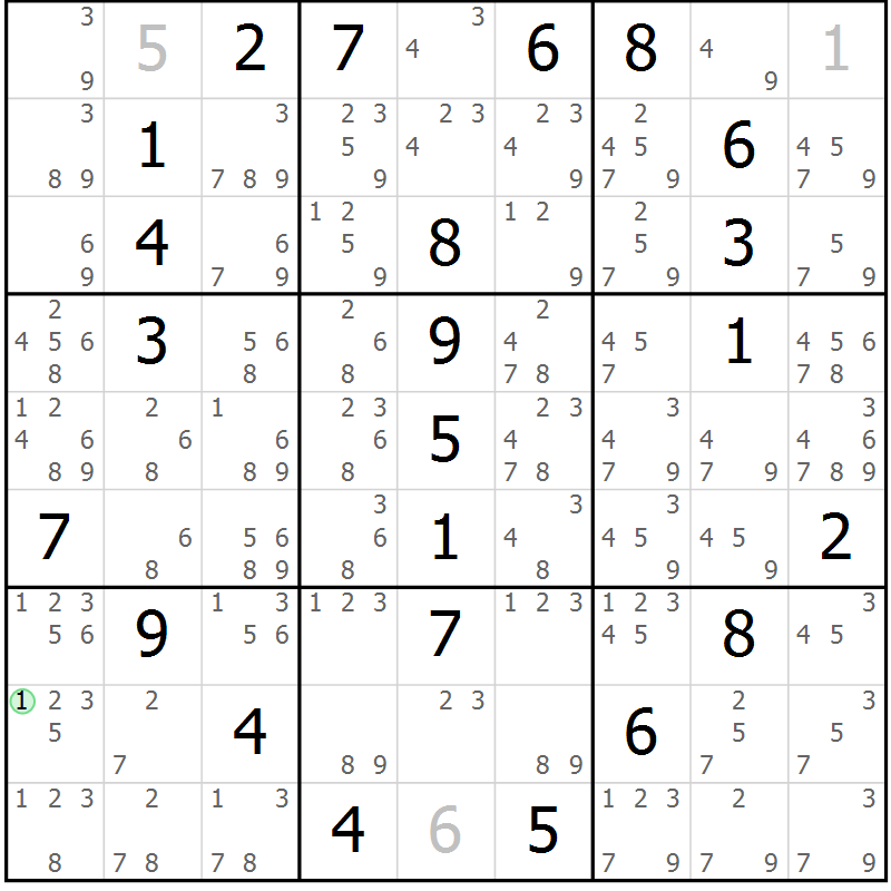 Position des candidats pour la solution de la Gr 14 page 17 du magazine de sudoku Maestro n° 085