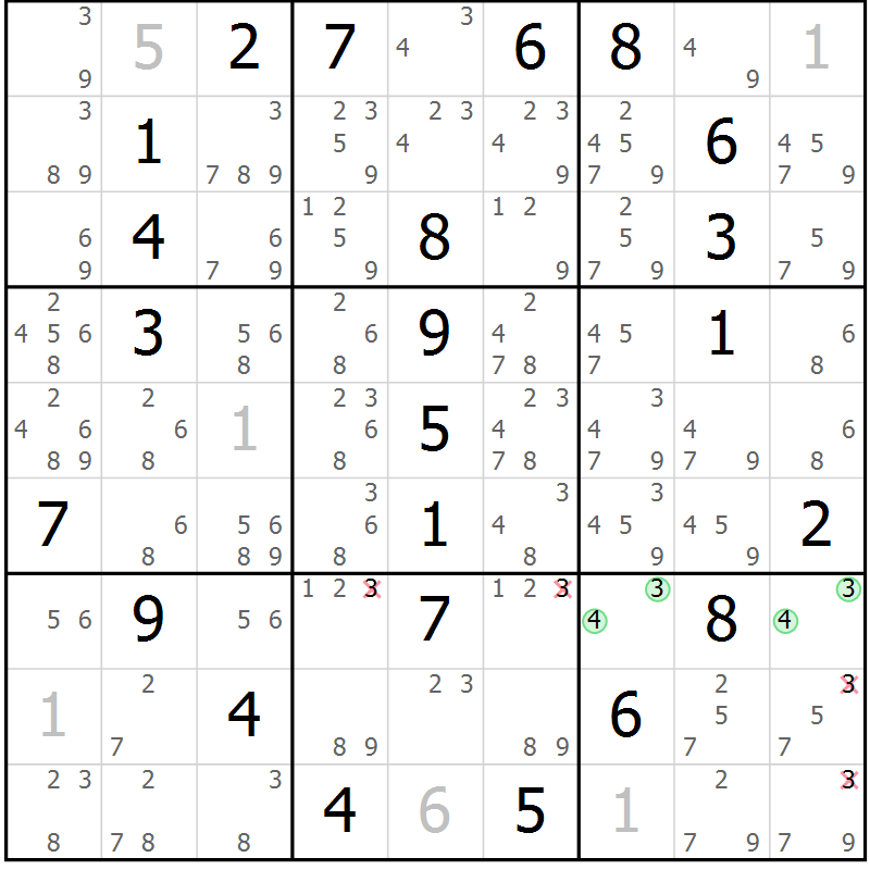 Position des candidats pour la solution de la Gr 14 page 17 du magazine de sudoku Maestro n° 085