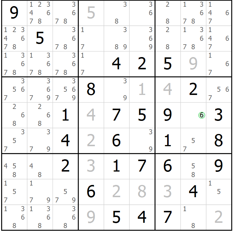 Position des candidats pour la solution de la Gr 15 page 18 du magazine de sudoku Maestro n° 085