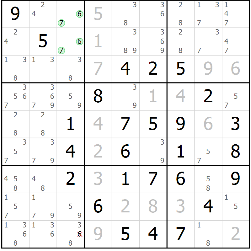 Position des candidats pour la solution de la Gr 15 page 18 du magazine de sudoku Maestro n° 085