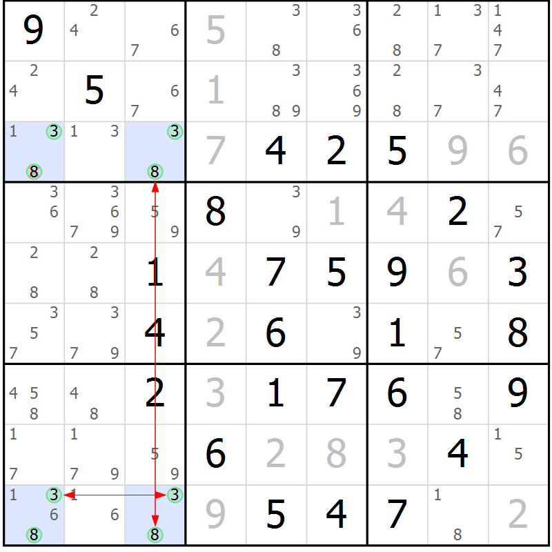 Position des candidats pour la solution de la Gr 15 page 18 du magazine de sudoku Maestro n° 085