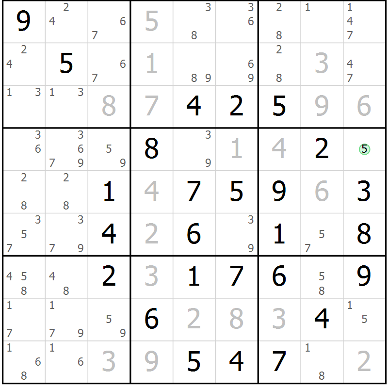 Position des candidats pour la solution de la Gr 15 page 18 du magazine de sudoku Maestro n° 085