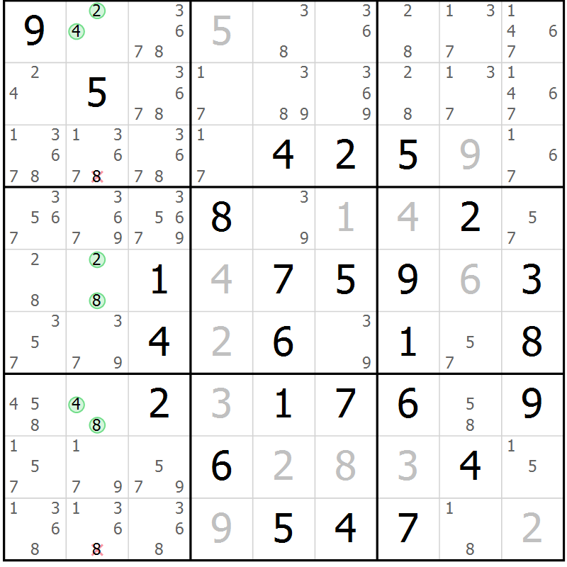 Position des candidats pour la solution de la Gr 15 page 18 du magazine de sudoku Maestro n° 085