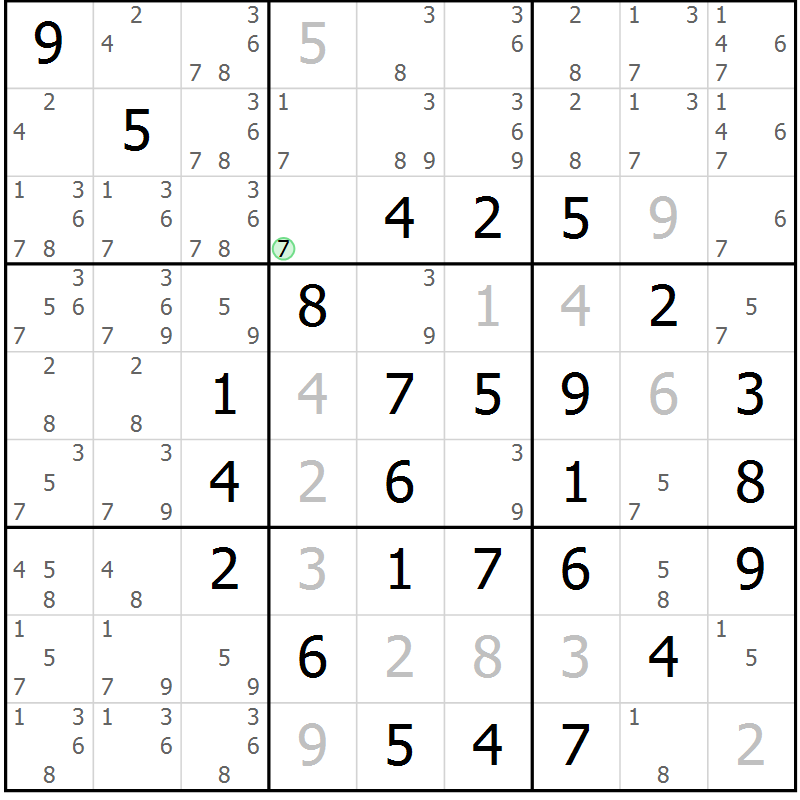 Position des candidats pour la solution de la Gr 15 page 18 du magazine de sudoku Maestro n° 085