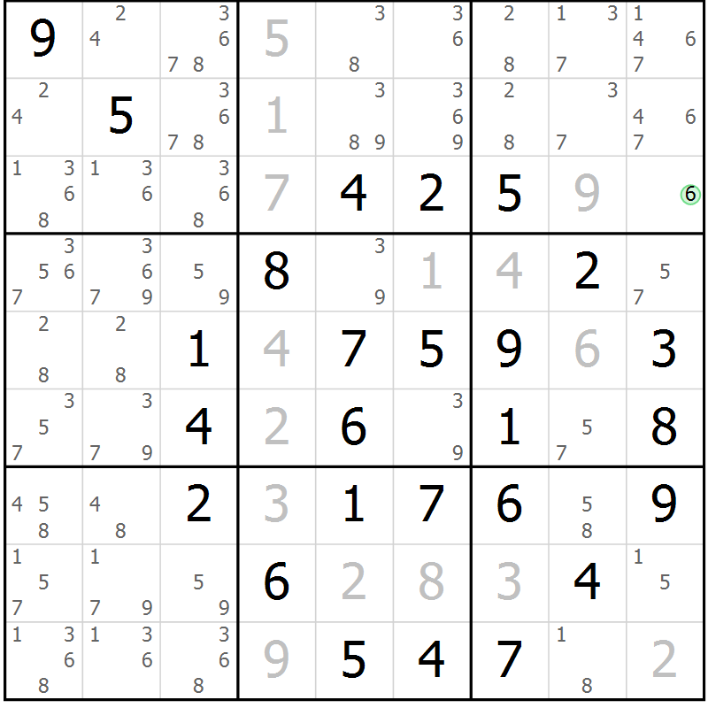 Position des candidats pour la solution de la Gr 15 page 18 du magazine de sudoku Maestro n° 085