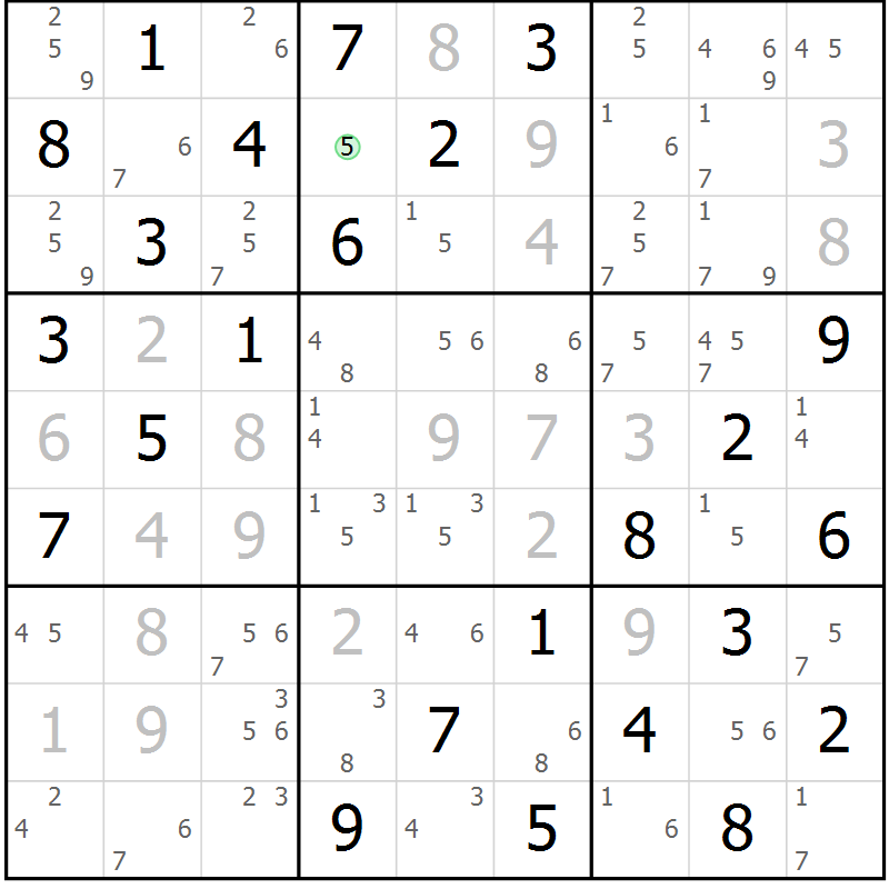 Position des candidats pour la solution de la Gr 16 page 19 du magazine de sudoku Maestro n° 085