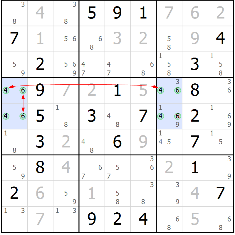 Position des candidats pour la solution de la Gr 2 page 5 du magazine de sudoku Maestro n° 085