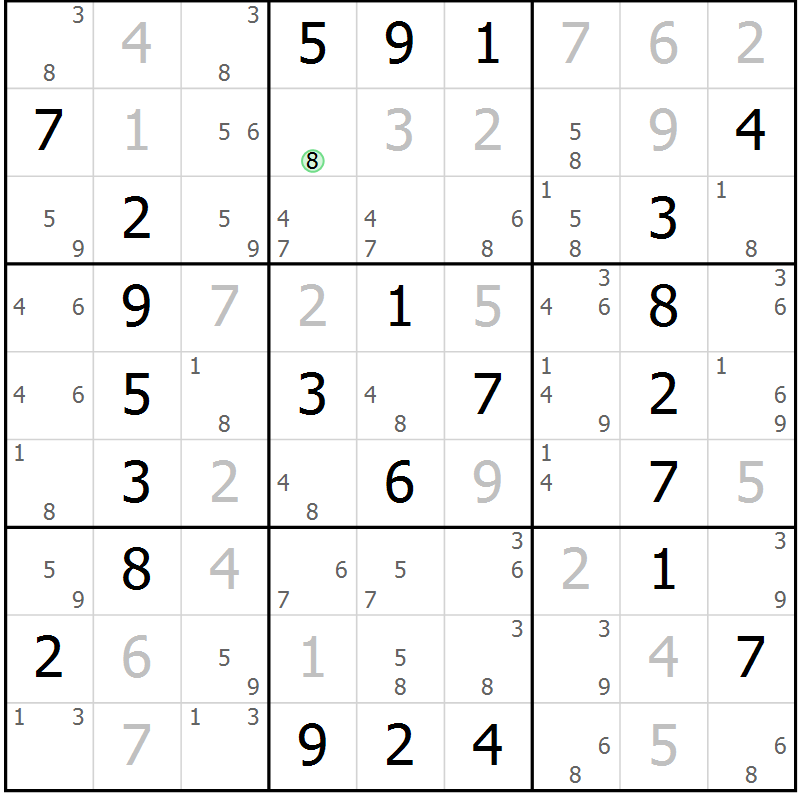 Position des candidats pour la solution de la Gr 2 page 5 du magazine de sudoku Maestro n° 085