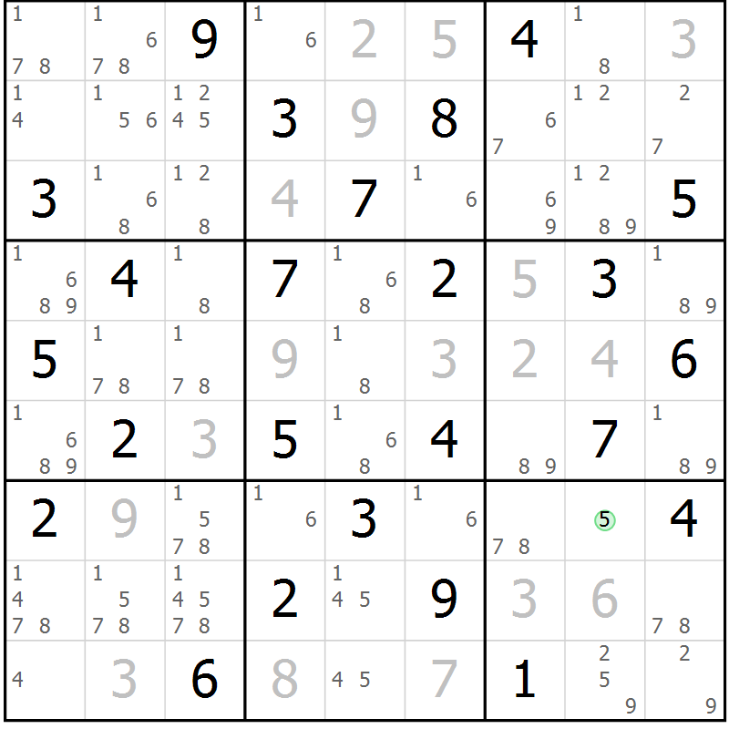 Position des candidats pour la solution de la Gr 21 page 24 du magazine de sudoku Maestro n° 085