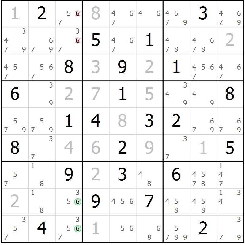Position des candidats pour la solution de la Gr 22 page 25 du magazine de sudoku Maestro n° 085