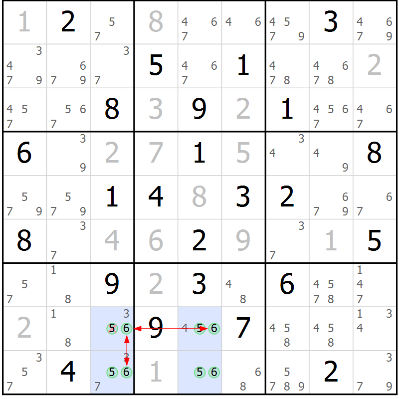 Position des candidats pour la solution de la Gr 22 page 25 du magazine de sudoku Maestro n° 085