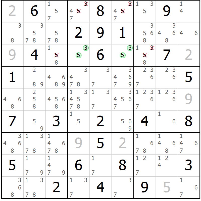 Position des candidats pour la solution de la Gr 24 page 27 du magazine de sudoku Maestro n° 085