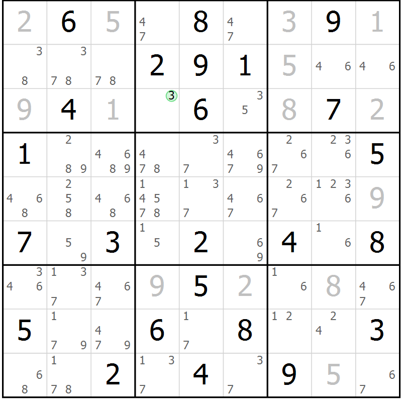 Position des candidats pour la solution de la Gr 24 page 27 du magazine de sudoku Maestro n° 085