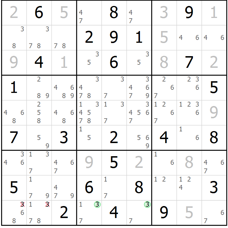 Position des candidats pour la solution de la Gr 24 page 27 du magazine de sudoku Maestro n° 085