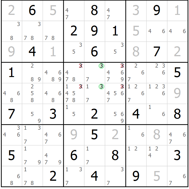 Position des candidats pour la solution de la Gr 24 page 27 du magazine de sudoku Maestro n° 085