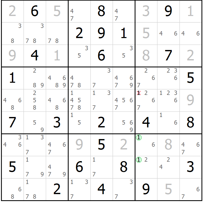 Position des candidats pour la solution de la Gr 24 page 27 du magazine de sudoku Maestro n° 085
