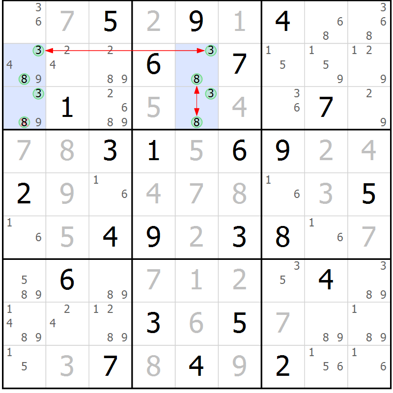 Position des candidats pour la solution de la Gr 26 page 29 du magazine de sudoku Maestro n° 085