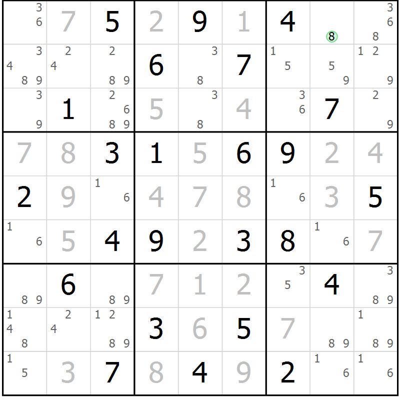 Position des candidats pour la solution de la Gr 26 page 29 du magazine de sudoku Maestro n° 085