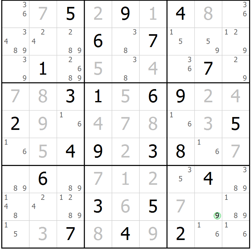 Position des candidats pour la solution de la Gr 26 page 29 du magazine de sudoku Maestro n° 085