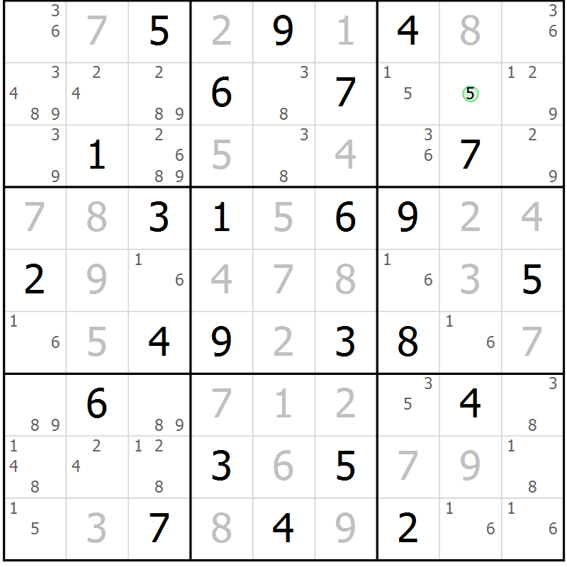 Position des candidats pour la solution de la Gr 26 page 29 du magazine de sudoku Maestro n° 085