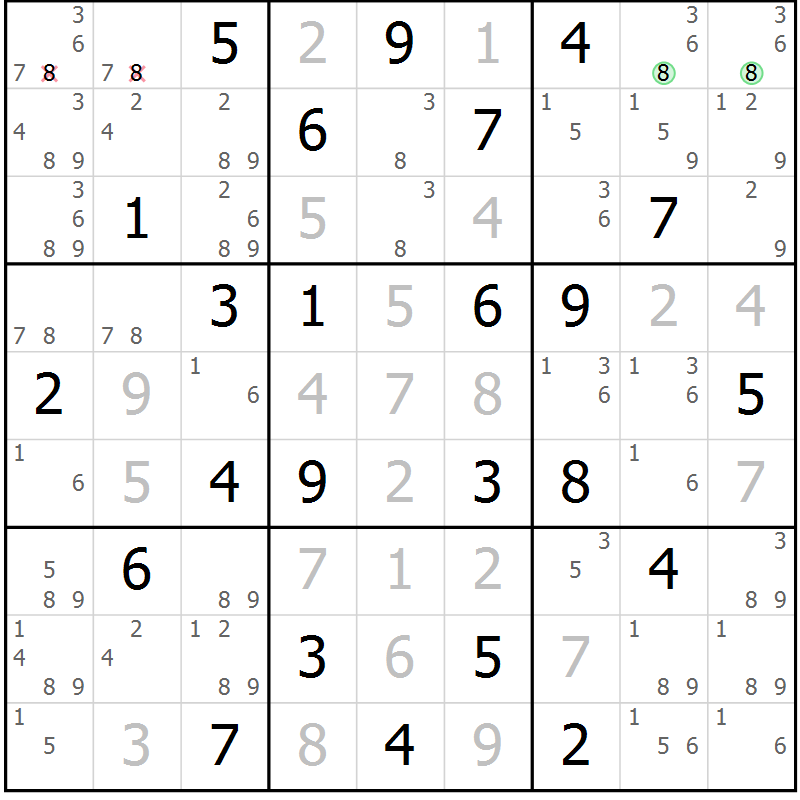Position des candidats pour la solution de la Gr 26 page 29 du magazine de sudoku Maestro n° 085