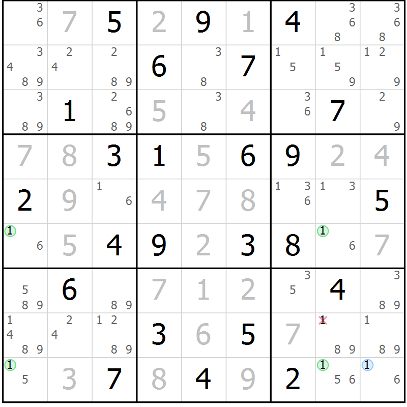 Position des candidats pour la solution de la Gr 26 page 29 du magazine de sudoku Maestro n° 085