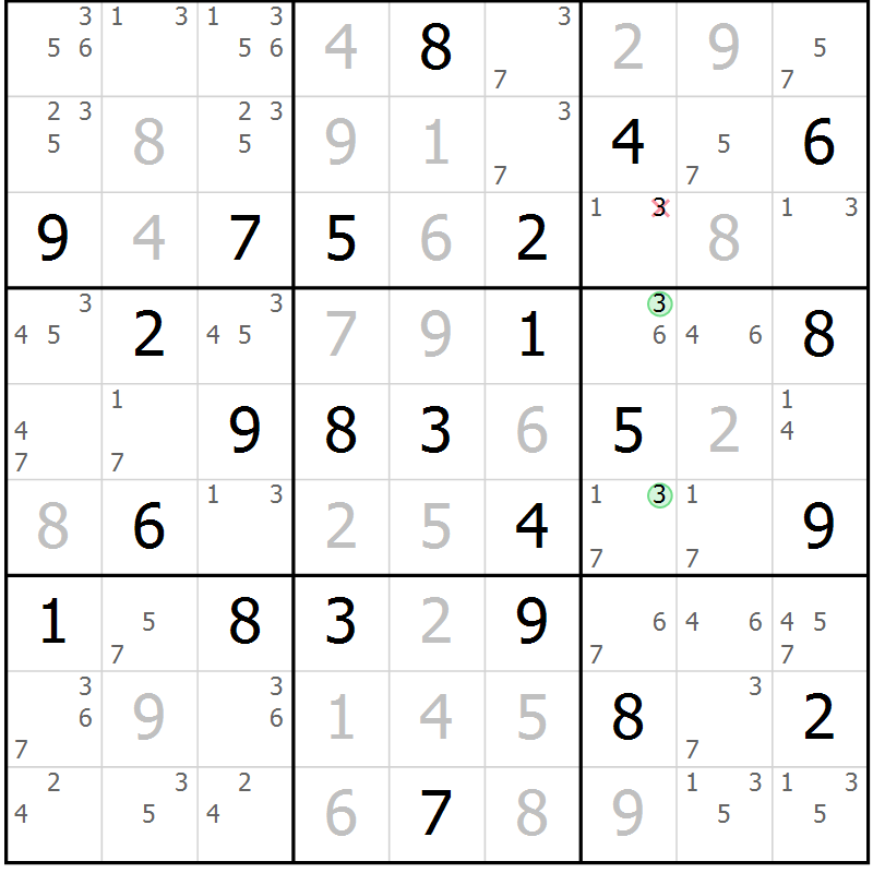 Position des candidats pour la solution de la Gr 27 page 30 du magazine de sudoku Maestro n° 085