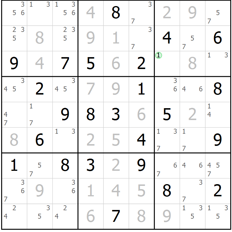 Position des candidats pour la solution de la Gr 27 page 30 du magazine de sudoku Maestro n° 085
