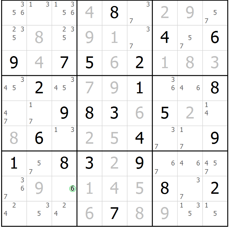 Position des candidats pour la solution de la Gr 27 page 30 du magazine de sudoku Maestro n° 085