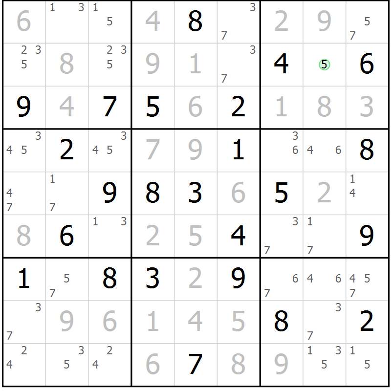 Position des candidats pour la solution de la Gr 27 page 30 du magazine de sudoku Maestro n° 085