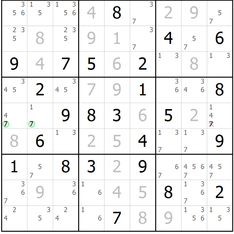 Position des candidats pour la solution de la Gr 27 page 30 du magazine de sudoku Maestro n° 085