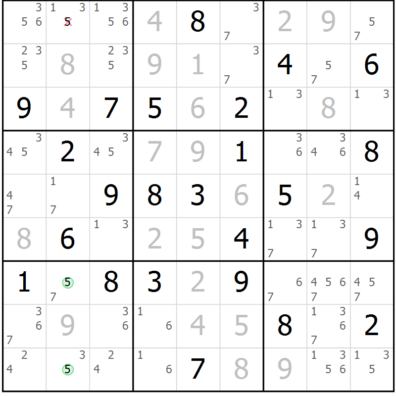 Position des candidats pour la solution de la Gr 27 page 30 du magazine de sudoku Maestro n° 085