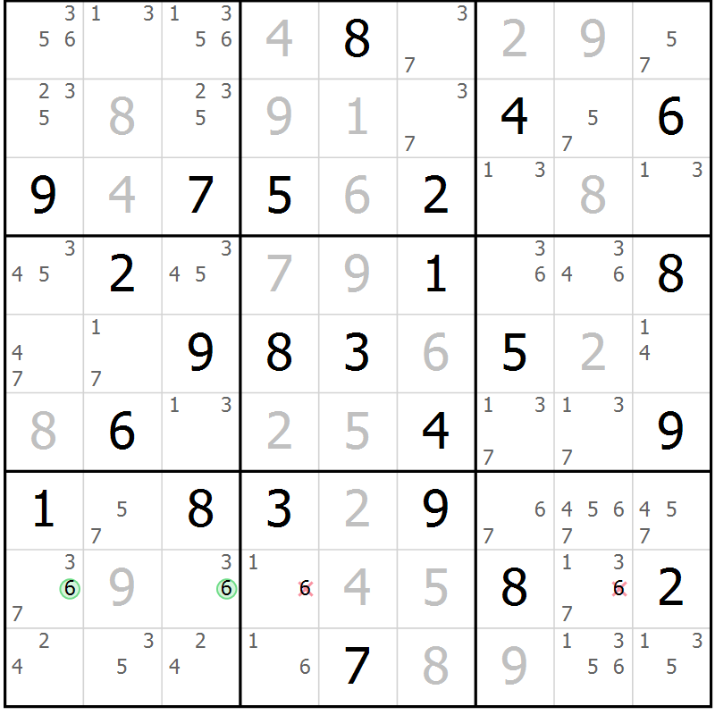 Position des candidats pour la solution de la Gr 27 page 30 du magazine de sudoku Maestro n° 085