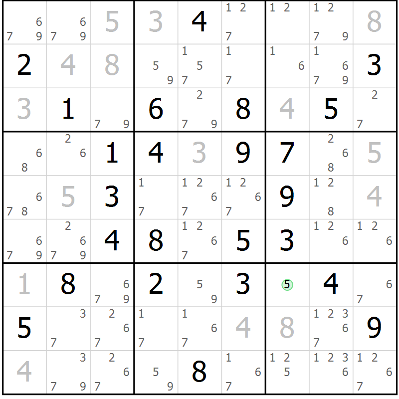 Position des candidats pour la solution de la Gr 30 page 33 du magazine de sudoku Maestro n° 085