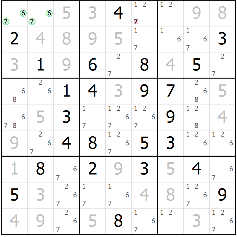 Position des candidats pour la solution de la Gr 30 page 33 du magazine de sudoku Maestro n° 085