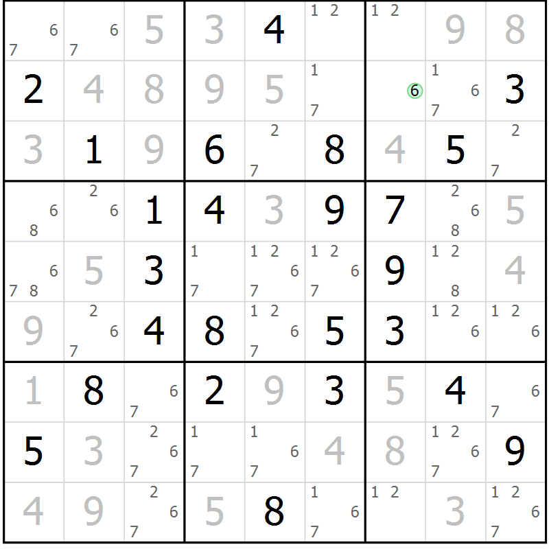 Position des candidats pour la solution de la Gr 30 page 33 du magazine de sudoku Maestro n° 085