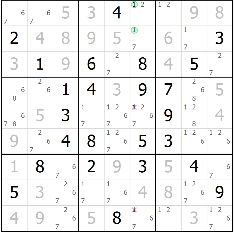 Position des candidats pour la solution de la Gr 30 page 33 du magazine de sudoku Maestro n° 085