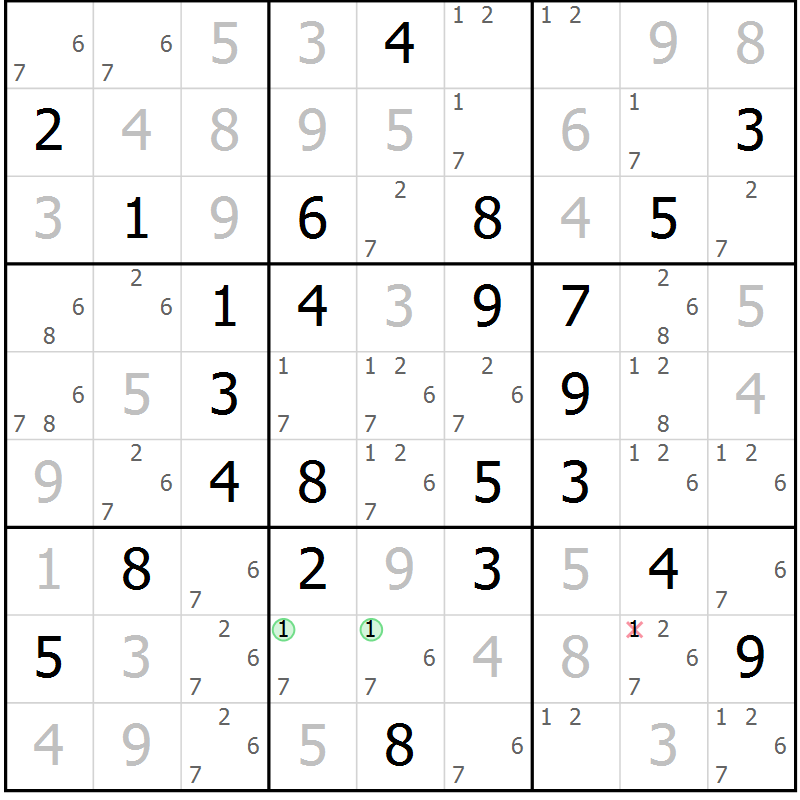 Position des candidats pour la solution de la Gr 30 page 33 du magazine de sudoku Maestro n° 085