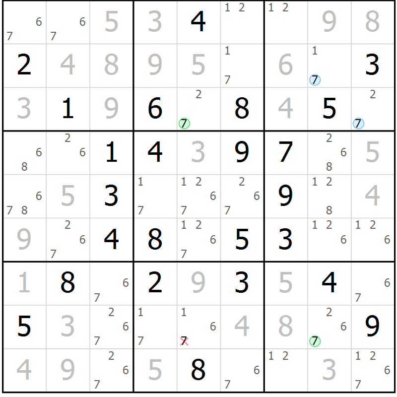 Position des candidats pour la solution de la Gr 30 page 33 du magazine de sudoku Maestro n° 085