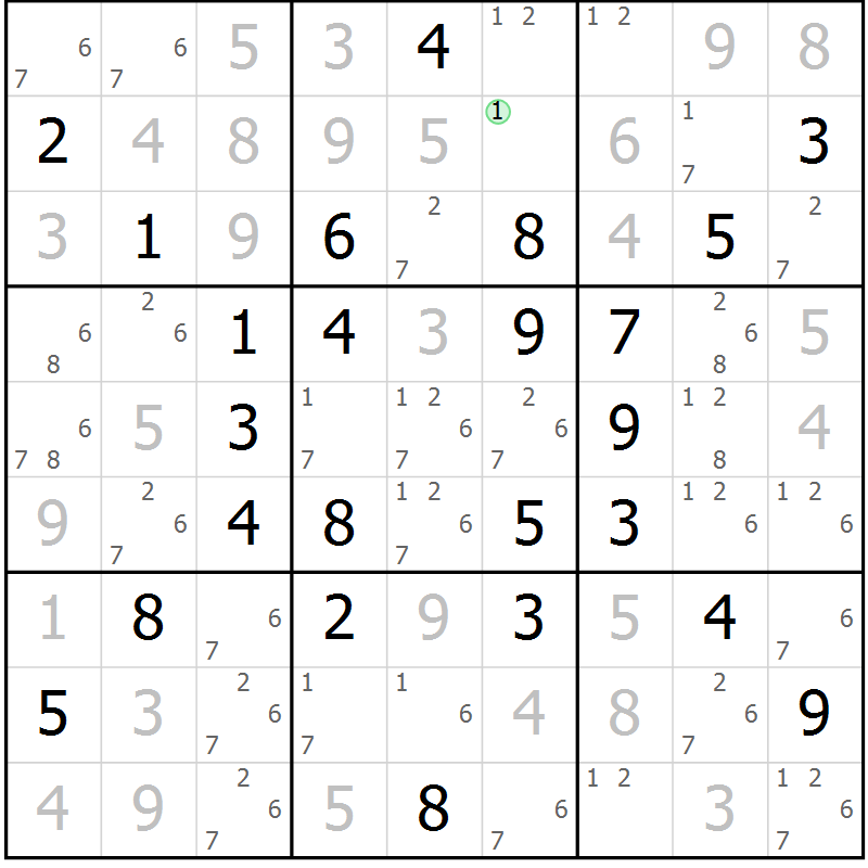Position des candidats pour la solution de la Gr 30 page 33 du magazine de sudoku Maestro n° 085