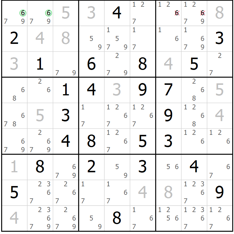 Position des candidats pour la solution de la Gr 30 page 33 du magazine de sudoku Maestro n° 085